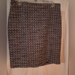 LOFT Black and White Tweed Pencil Skirt
